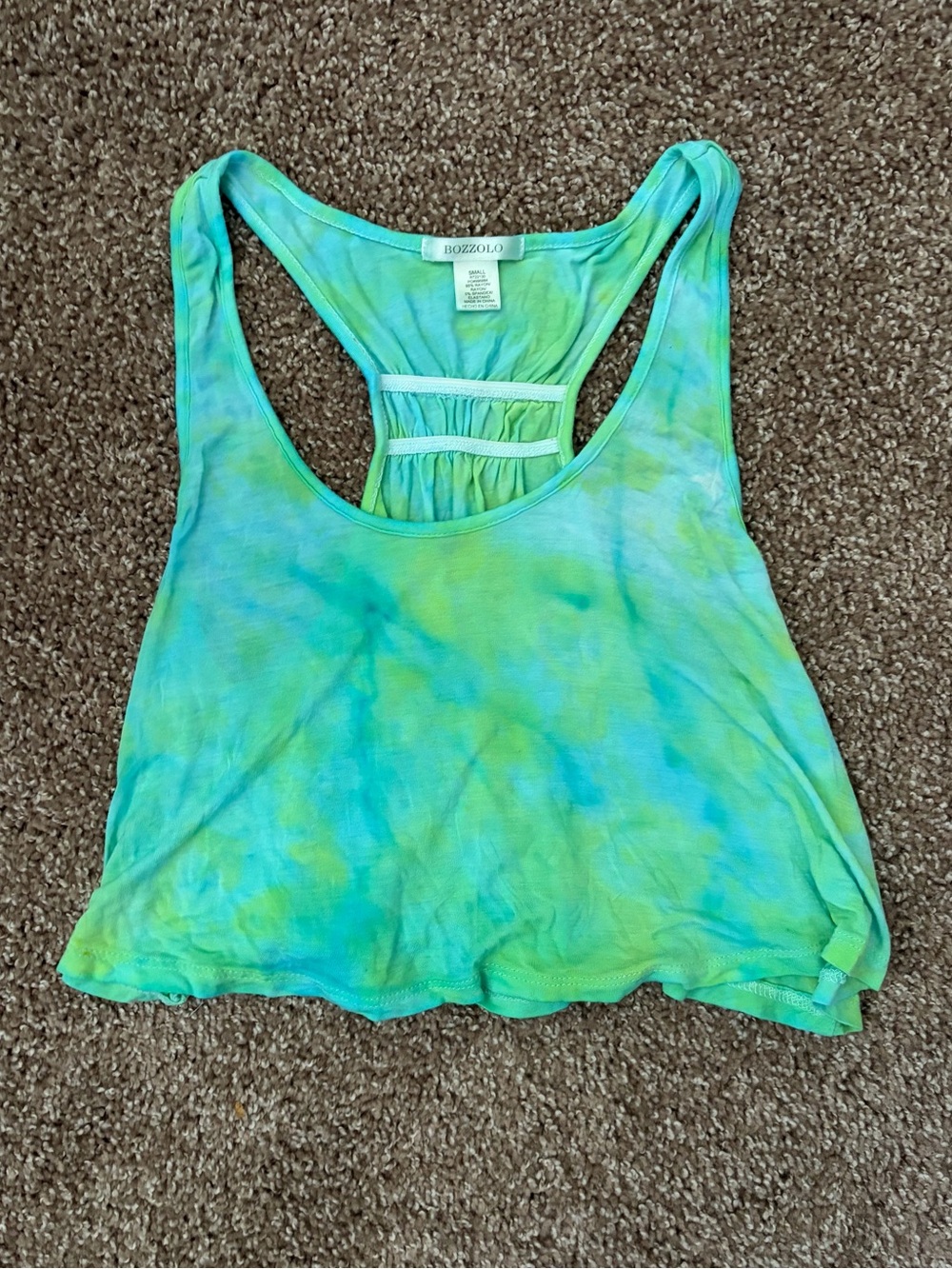 Bozzolo Teal Green Tie-Dye Racerback Crop Tank